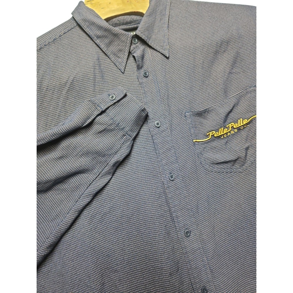 Pelle Pelle Marc‎ Buchanan Men XXL Button Down Long Sleeve Logo Blue Shirt